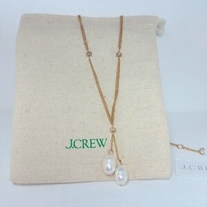 J. Crew Gold Necklace with Pearl Drops